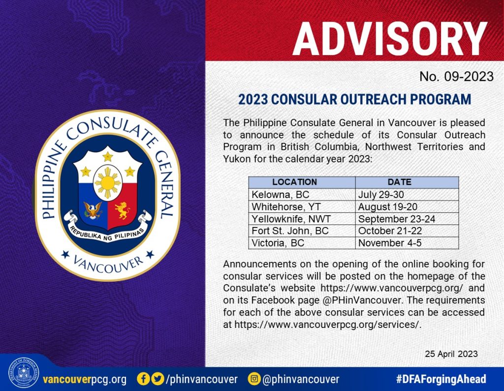 Philippine Consular Outreach Schedule 2025 - Megan Madalena